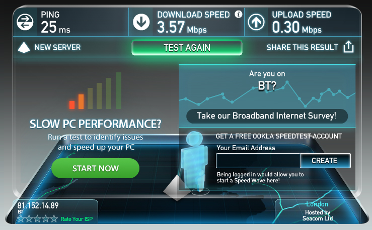 TPLink AV1200 speed test PC plug adapter