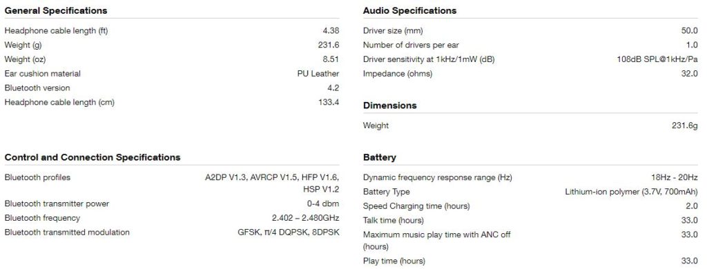 JBL LIVE500BT Headphones specification 1